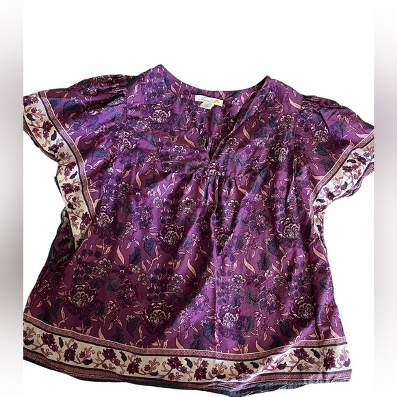 C&C California Plum Floral Blouse - Picture 1 of 4